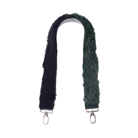 O bag shoulder strap 80 cm faux lapin rex fur navy blue and green forest