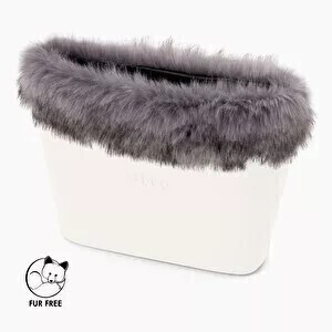 O bag urban trim faux fox fur light grey