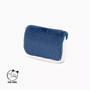 O bag pocket flap faux lapin rex fur teal