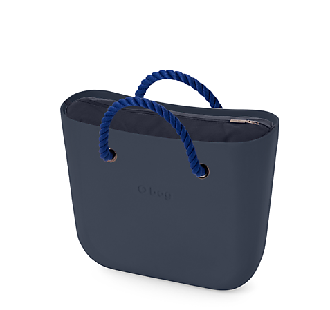 O bag mini donkerblauw | korte touw handvatten