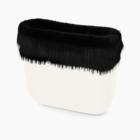 O bag classic trim | faux rabbit fur scaled | black