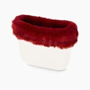 O bag mini trim scaled faux rabbit fur bordeaux