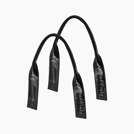 O bag short flat handles padded glossy nylon | black