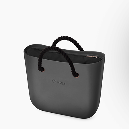 O bag mini graphite & black | korte touw handvatten