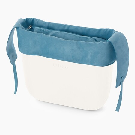 O bag classic trim with zip and flap | suede effect | aqua