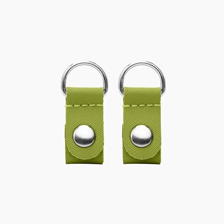 O bag clips (silver) | saffiano print | celery green