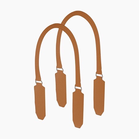 O bag long flat tubular handles | tumbled | biscuit