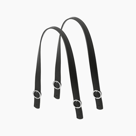 O bag long handles linear with buckle | black