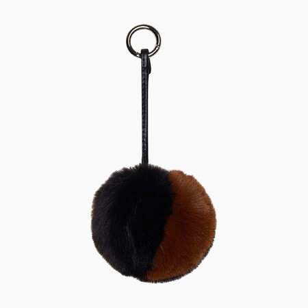 Key chain pon pon | lapin check effect | black & chocolate