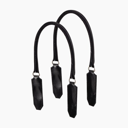 O bag long flat tubular handles | shiny nylon | black