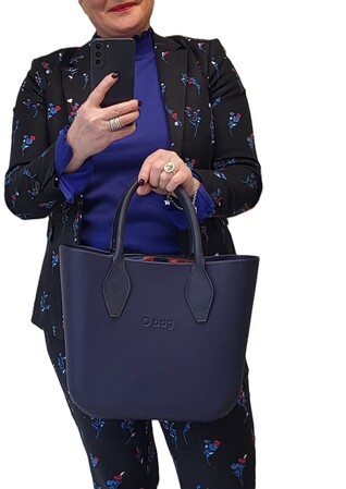 O bag mini navy blue & velvet