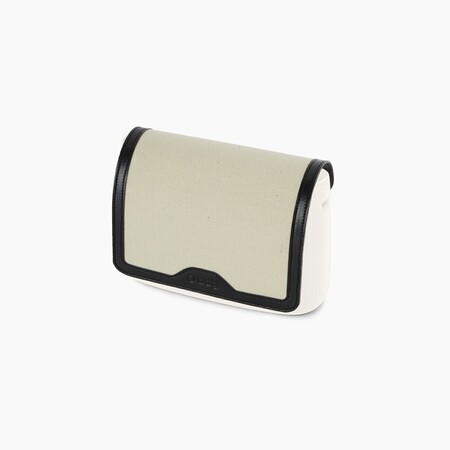 O bag pocket flap edge | canvas + nappa | black