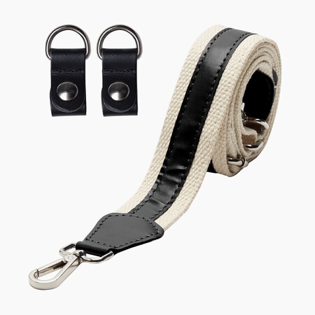 O bag shoulder strap 80/120 with clips | canvas + nappa | black