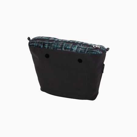 O bag mini innerbag zip-up | velvet print | black & blue lagoon