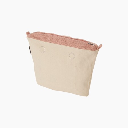 O bag mini innerbag zip-up | curly wool | smoke pink