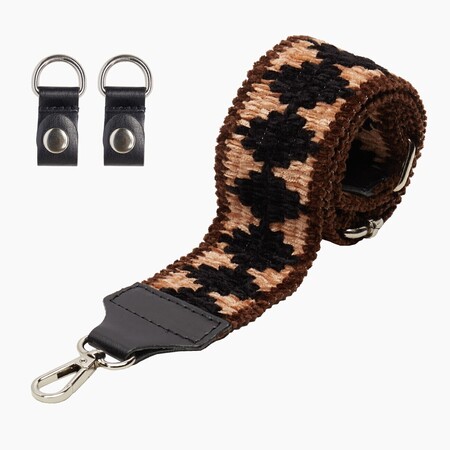 O bag shoulder strap 80/120 with clips | chenille | black & sand