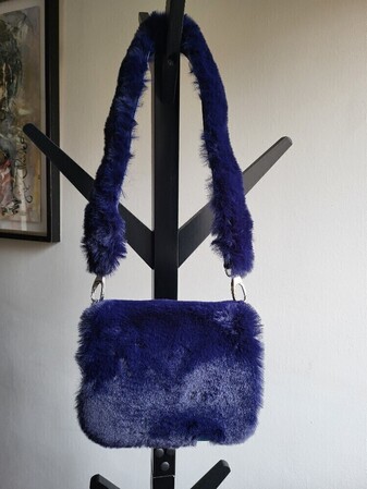 O bag pocket acqua & blue furry 