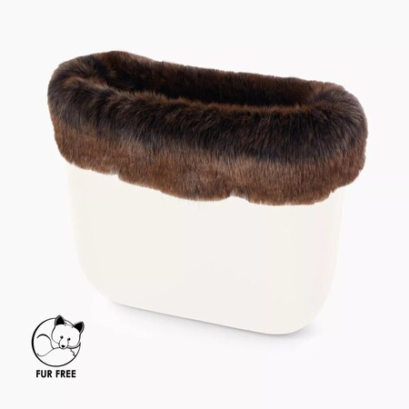 O bag classic trim | faux fox fur | dark brown