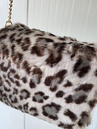 O bag pocket grey & leopard furry