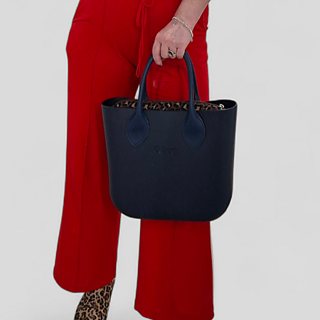 O bag mini navy blue & leopard | SALE
