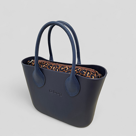 O bag mini navy blue & leopard | SALE
