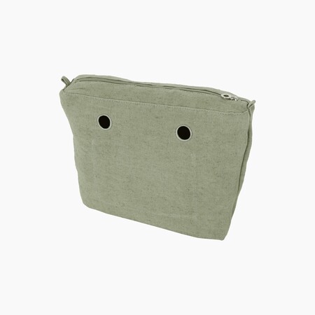 O bag mini innerbag zip-up | canvas drill | matcha