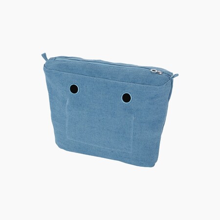 O bag mini innerbag zip-up | canvas drill | light blue