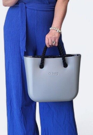 O bag mini silver, bouclé  & black | SALE