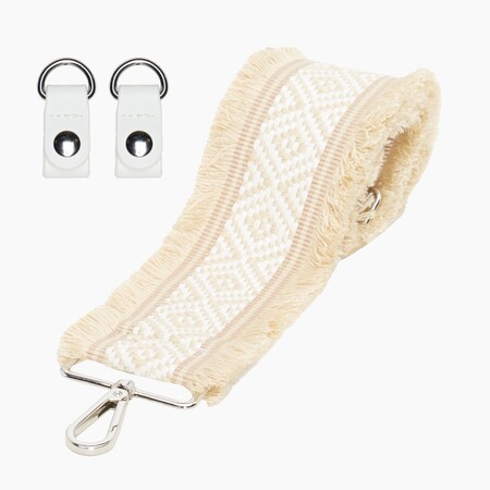 O bag shoulder strap 80/120 with clips | jacquard with frings | sand