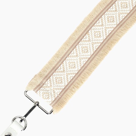O bag shoulder strap 80/120 with clips | jacquard with frings | sand