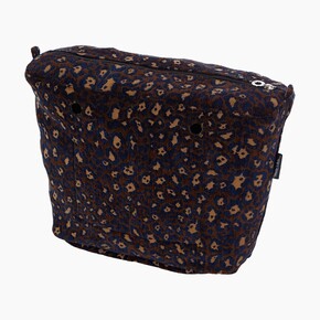 O bag classic insert zip-up | jacquard leopard | navy blue