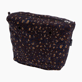 O bag classic insert zip-up | jacquard leopard | navy blue | SALE