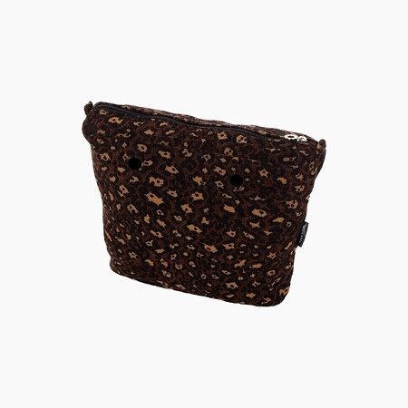 O bag mini insert zip-up | jacquard leopard | black