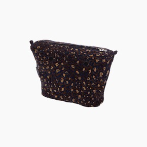 O bag mini innerbag zip-up | jacquard leopard | navy blue