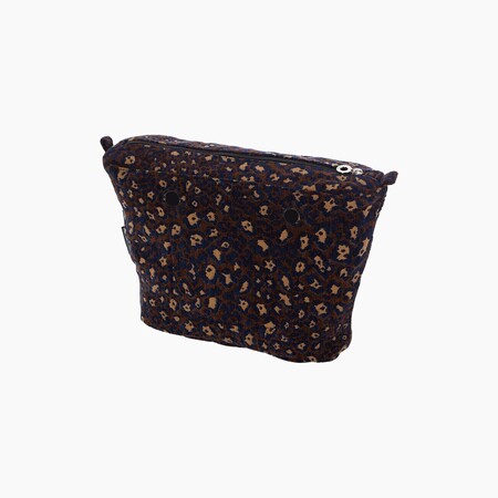 O bag mini innerbag zip-up | jacquard leopard | navy blue