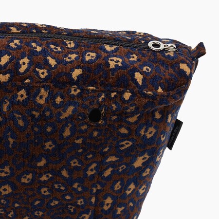 O bag mini innerbag zip-up | jacquard leopard | navy blue