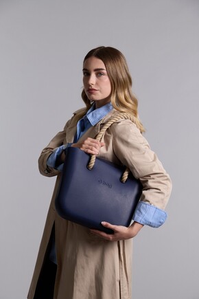 O bag mini navy blue & rope| Bestseller