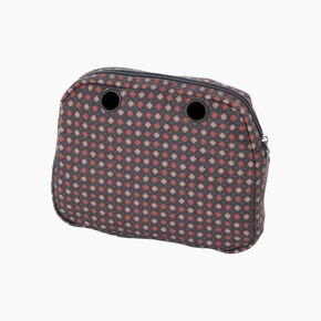 O bag reverse insert zip-up | tweed geomatric | old pink