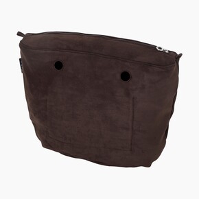 O bag classic insert zip-up | suede fabric | dark brown