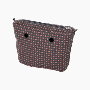 O bag mini insert zip-up | tweed geomatric | old pink