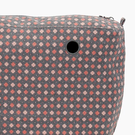 O bag mini insert zip-up | tweed geomatric | old pink