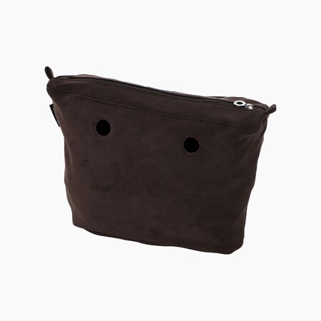 O bag mini insert zip-up | suede fabric | dark brown