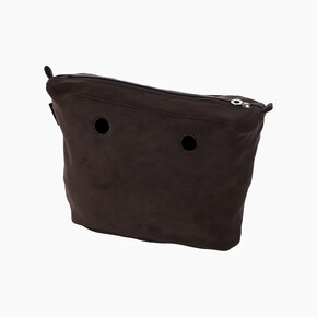 O bag mini insert zip-up | suede fabric | dark brown