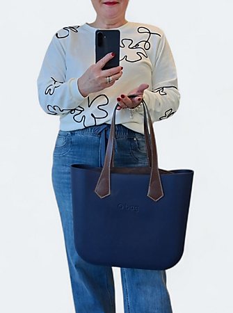 O bag classic navy blue & brown | SALE