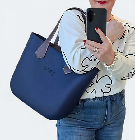 O bag classic navy blue & brown | SALE