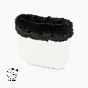 O bag mini trim faux fox fur black
