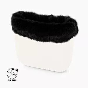 O bag classic trim faux fox fur black