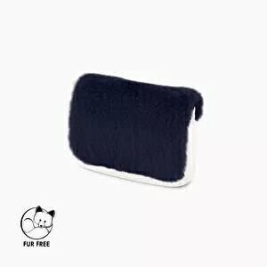O bag pocket flap faux lapin rex fur night blue