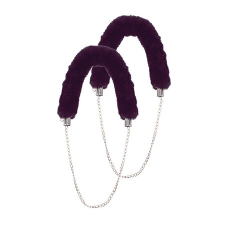 O bag short faux lapin rex fur handles with chain aubergine
