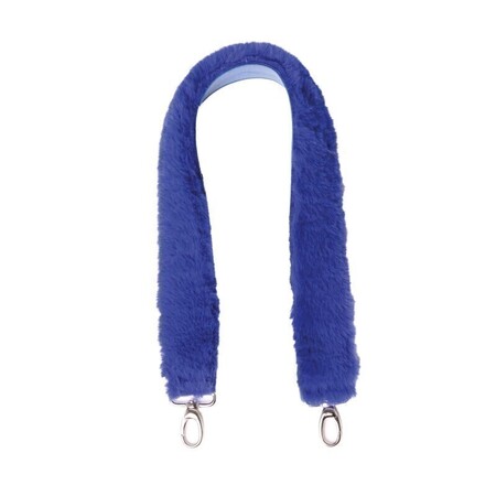 O bag shoulder strap 80 cm faux lapin rex fur bright blue